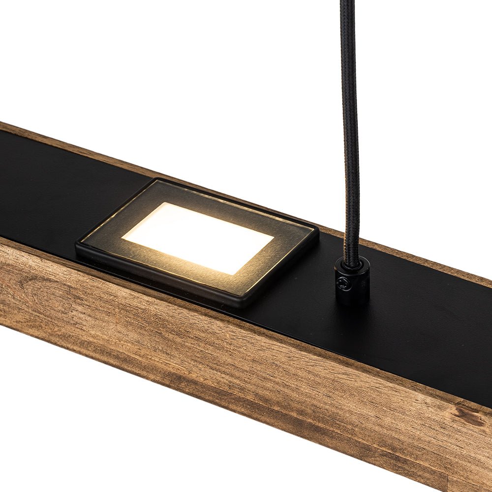 Industrial Wood Linear Pendant Light With Dimmable LED Glow — Harbor Light Co.