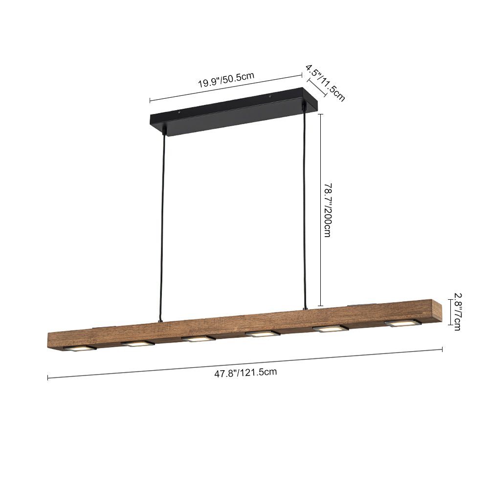Industrial Wood Linear Pendant Light With Dimmable LED Glow — Harbor Light Co.