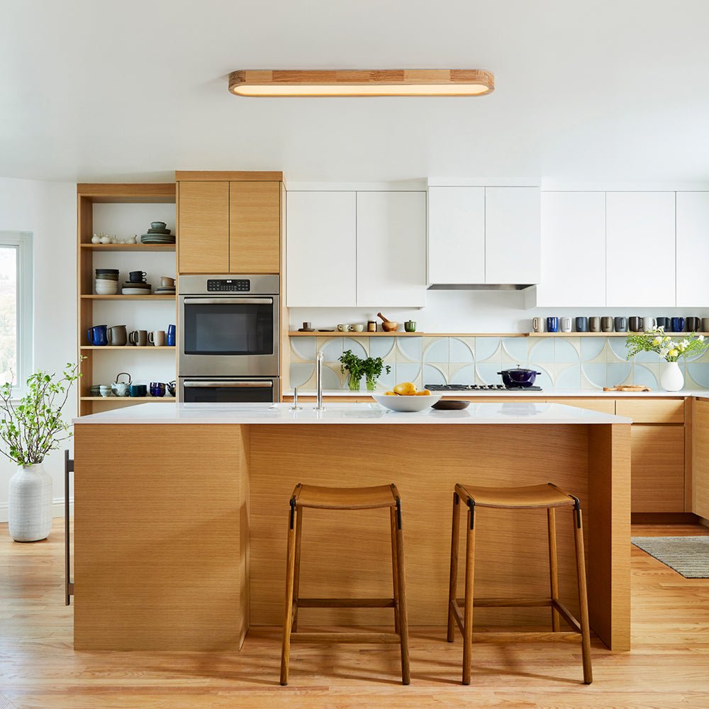 Modern Wood Linear Flush Mount Ceiling Light With Remote Dimming — Harbor Light Co.