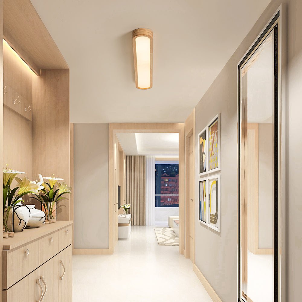 Modern Wood Linear Flush Mount Ceiling Light With Remote Dimming — Harbor Light Co.