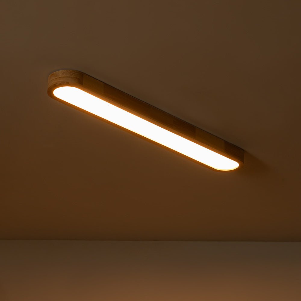 Modern Wood Linear Flush Mount Ceiling Light With Remote Dimming — Harbor Light Co.