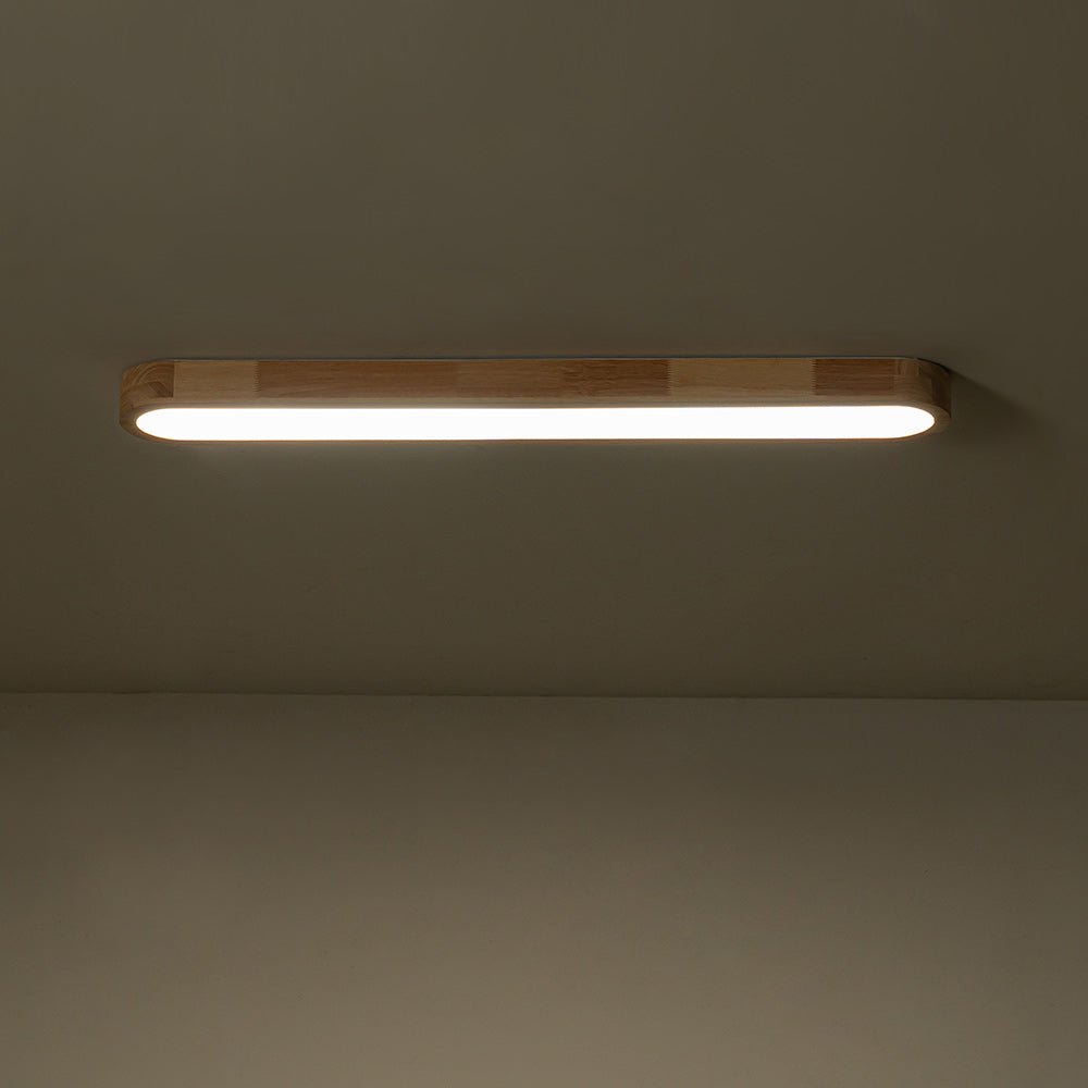 Modern Wood Linear Flush Mount Ceiling Light With Remote Dimming — Harbor Light Co.