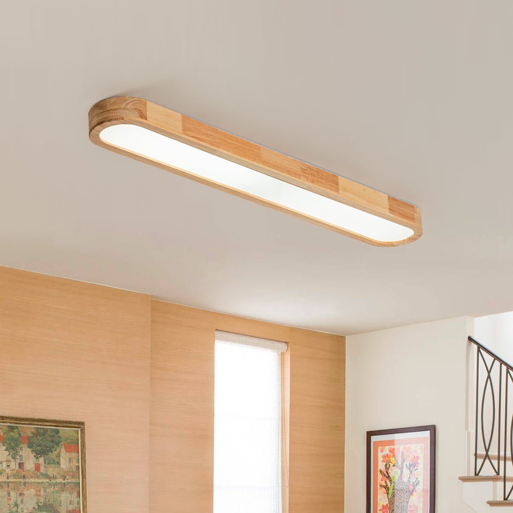 Modern Wood Linear Flush Mount Ceiling Light With Remote Dimming — Harbor Light Co.