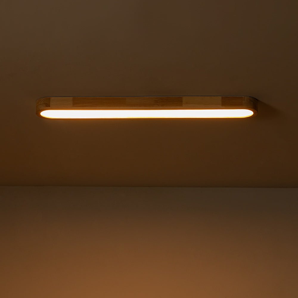 Modern Wood Linear Flush Mount Ceiling Light With Remote Dimming — Harbor Light Co.