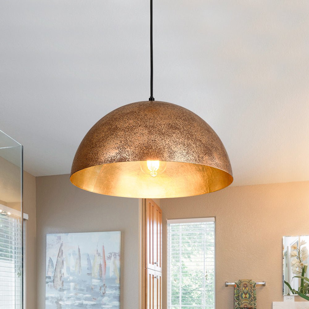Modern Iron Pendant Light for Living Room in Distressed Gold — Harbor Light Co.