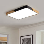 Scandinavian Wood Flush Mount Ceiling Light With Remote Dimmer in Black (5-CCT Version) — Harbor Light Co.