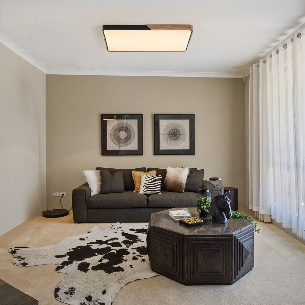 Scandinavian Wood Flush Mount Ceiling Light With Remote Dimmer — Harbor Light Co.