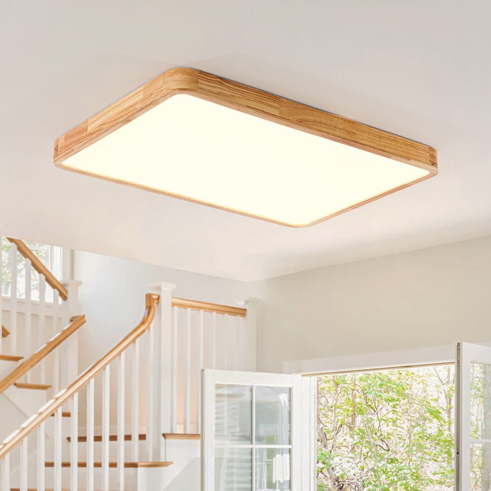 Modern Wood Flush Mount Ceiling Light With Dimmable Remote Control — Harbor Light Co.