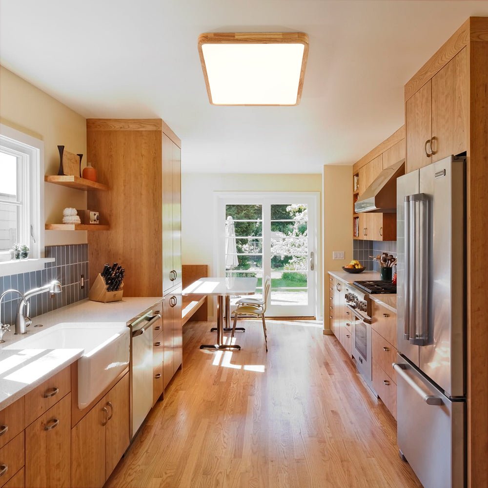 Modern Wood Flush Mount Ceiling Light With Dimmable Remote Control — Harbor Light Co.