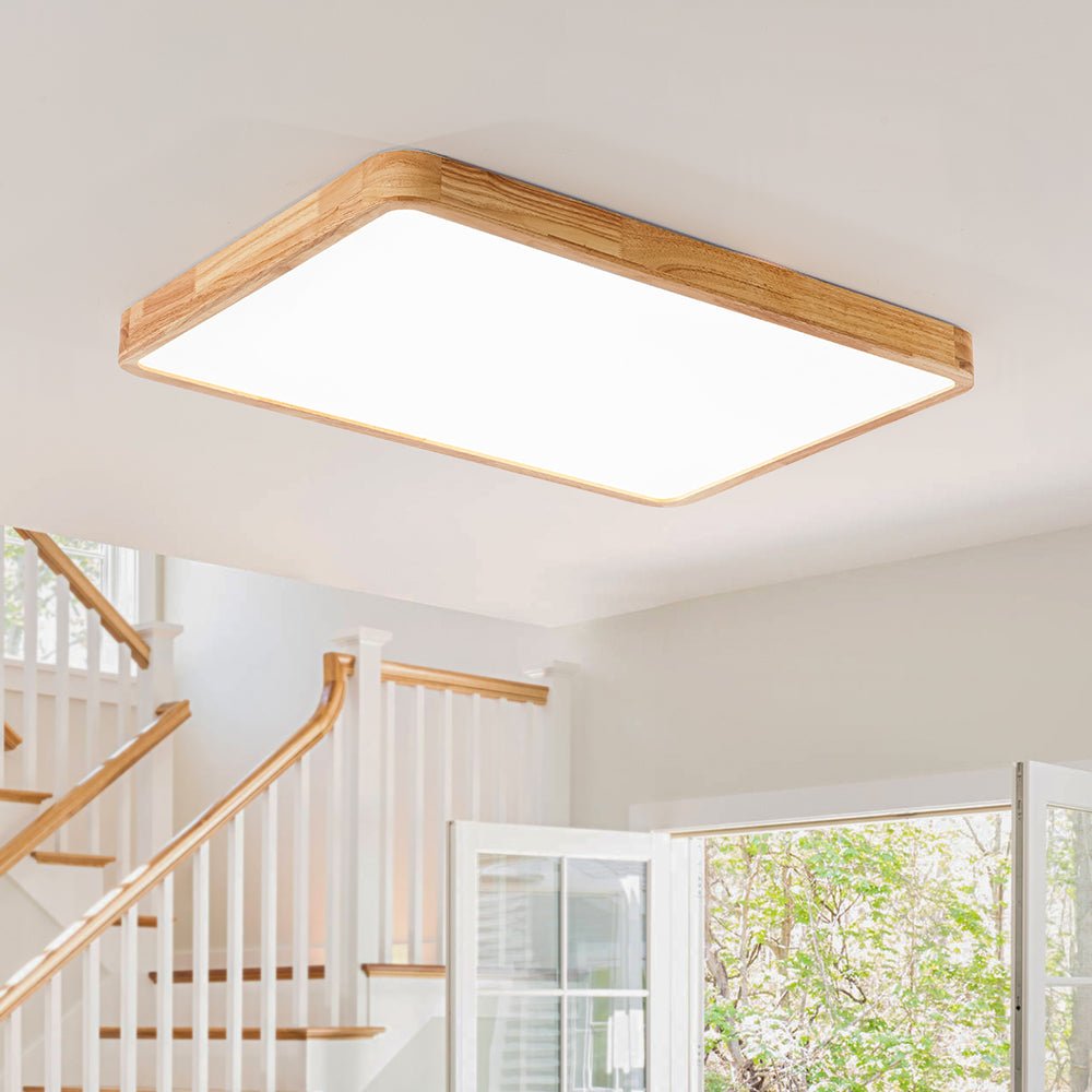 Modern Wood Flush Mount Ceiling Light With Dimmable Remote Control — Harbor Light Co.