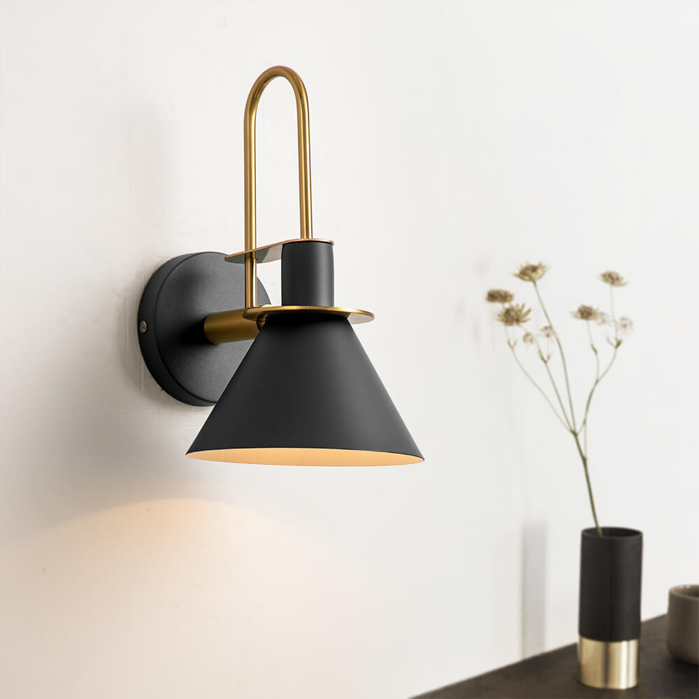 Modern Iron Wall Sconce With Warm LED Glow in Black — Harbor Light Co.