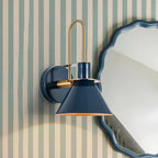 Modern Iron Wall Sconce With Warm LED Glow in Blue — Harbor Light Co.