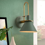 Modern Iron Wall Sconce With Warm LED Glow in Green — Harbor Light Co.
