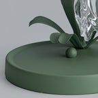 Lily of the Valley Glass Flower Table Lamp with Curved Green Metal Stem