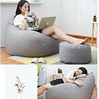 Linen Look Bean Bag Chair Cover with Handle for Living Room Lounging