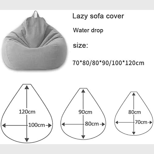 Linen Look Bean Bag Chair Cover with Handle for Living Room Lounging