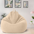 Linen Look Bean Bag Chair Cover with Handle for Living Room Lounging