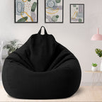 Linen Look Bean Bag Chair Cover with Handle for Living Room Lounging
