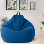 Linen Look Bean Bag Chair Cover with Handle for Living Room Lounging