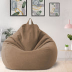 Linen Look Bean Bag Chair Cover with Handle for Living Room Lounging