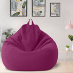 Linen Look Bean Bag Chair Cover with Handle for Living Room Lounging
