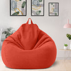 Linen Look Bean Bag Chair Cover with Handle for Living Room Lounging