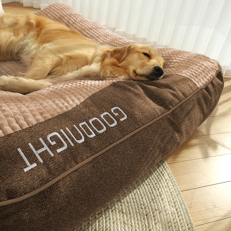 Orthopedic Dog Bed with Headrest Plush Crystal Velvet Large Dog Cushion with Removable Washable Cover for Medium and Large Dogs