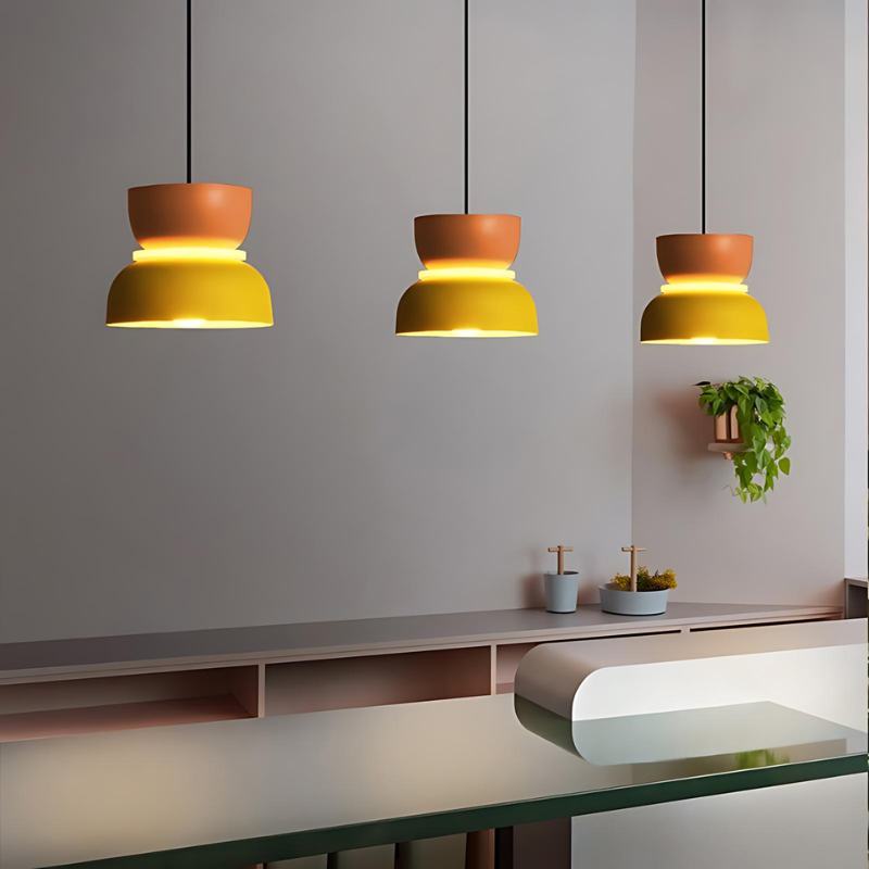 Modern Macaron Pendant Light with Layered Dome Shade