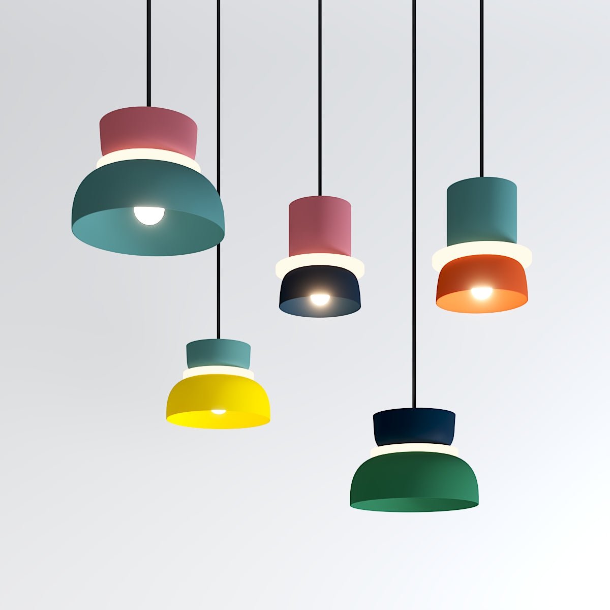 Modern Macaron Pendant Light with Layered Dome Shade