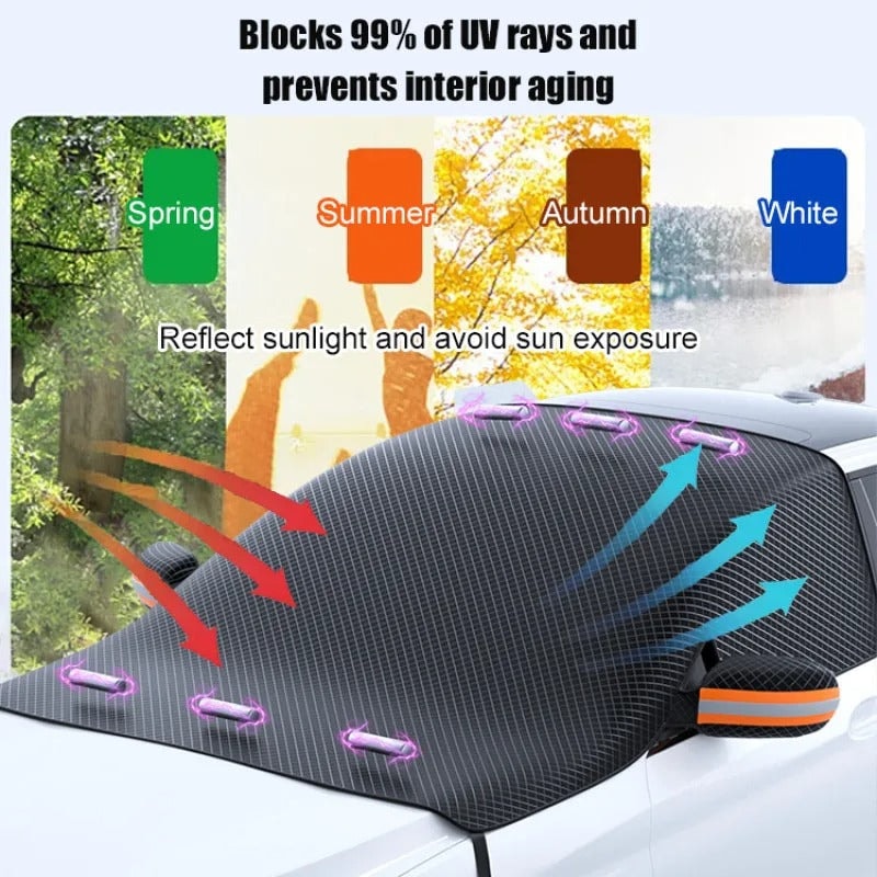 Magnetic Windshield Snow Cover with Mirror Covers for Cars and SUVs