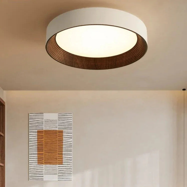 Modern Wood Flush Mount Ceiling Light for Living Room in Walnut — Harbor Light Co.