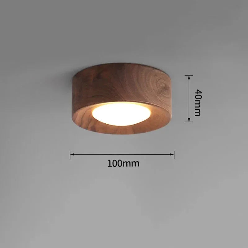 Modern Solid Wood Flush Mount Ceiling Light in Walnut Base Hidden — Harbor Light Co.