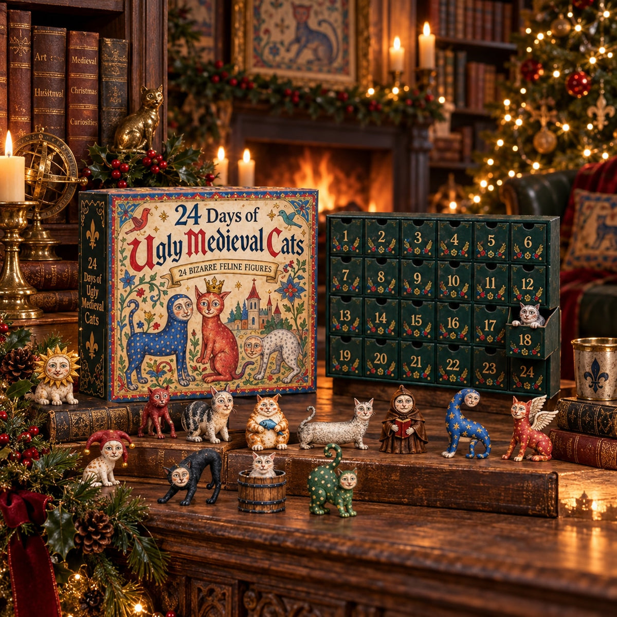 Medieval Animal Advent Calendar with Quirky Collectible Figurines