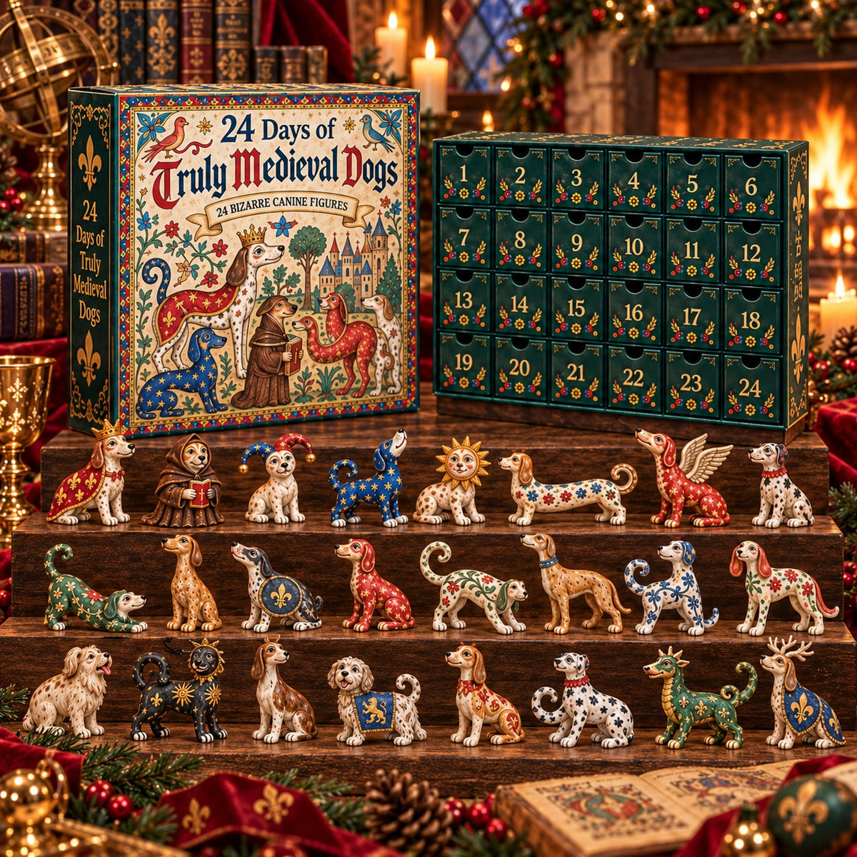 Medieval Animal Advent Calendar with Quirky Collectible Figurines