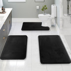 Memory Foam Bath Mat Set with Non Slip Backing and U Shaped Toilet Rug