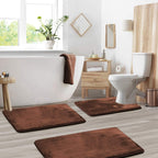Memory Foam Bath Mat Set with Non Slip Backing and U Shaped Toilet Rug