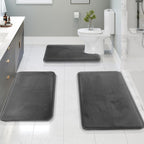 Memory Foam Bath Mat Set with Non Slip Backing and U Shaped Toilet Rug
