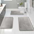 Memory Foam Bath Mat Set with Non Slip Backing and U Shaped Toilet Rug
