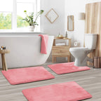 Memory Foam Bath Mat Set with Non Slip Backing and U Shaped Toilet Rug