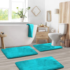 Memory Foam Bath Mat Set with Non Slip Backing and U Shaped Toilet Rug