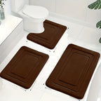 Memory Foam Bath Mat Set with U Shaped Toilet Rug and Non Slip Backing