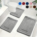Memory Foam Bath Mat Set with U Shaped Toilet Rug and Non Slip Backing