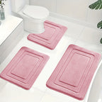 Memory Foam Bath Mat Set with U Shaped Toilet Rug and Non Slip Backing
