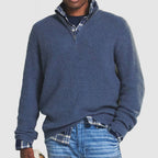 Men's Crew Neck Zipper Sweater Knit Quarter Zip Pullover Business Casual Soft Knit Sweater with Ribbed Cuffs