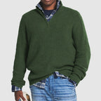 Men's Crew Neck Zipper Sweater Knit Quarter Zip Pullover Business Casual Soft Knit Sweater with Ribbed Cuffs