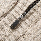 Mens Reversible Cable Knit Hooded Cardigan with Fleece Lining and Zip