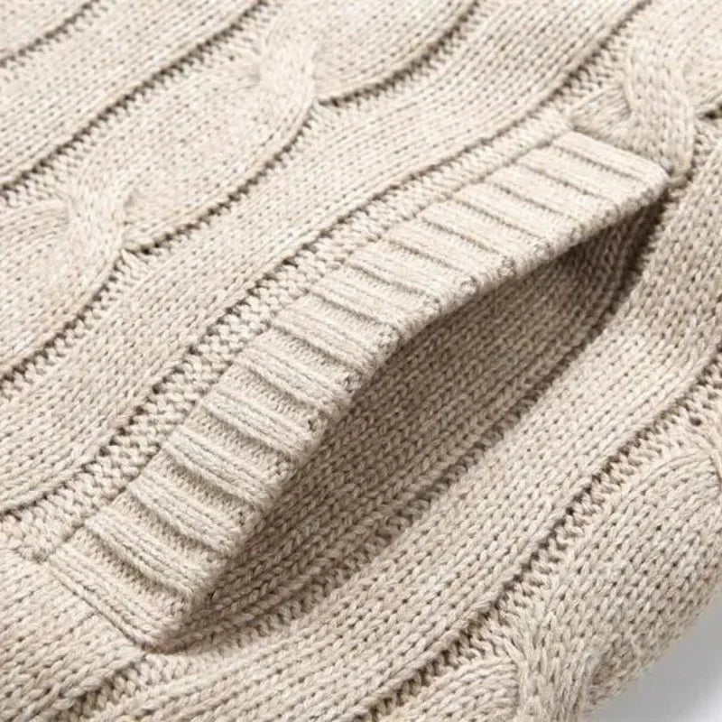 Mens Reversible Cable Knit Hooded Cardigan with Fleece Lining and Zip