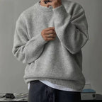 Mens Soft Knit Crew Neck Sweater with Relaxed Fit for Everyday Wear