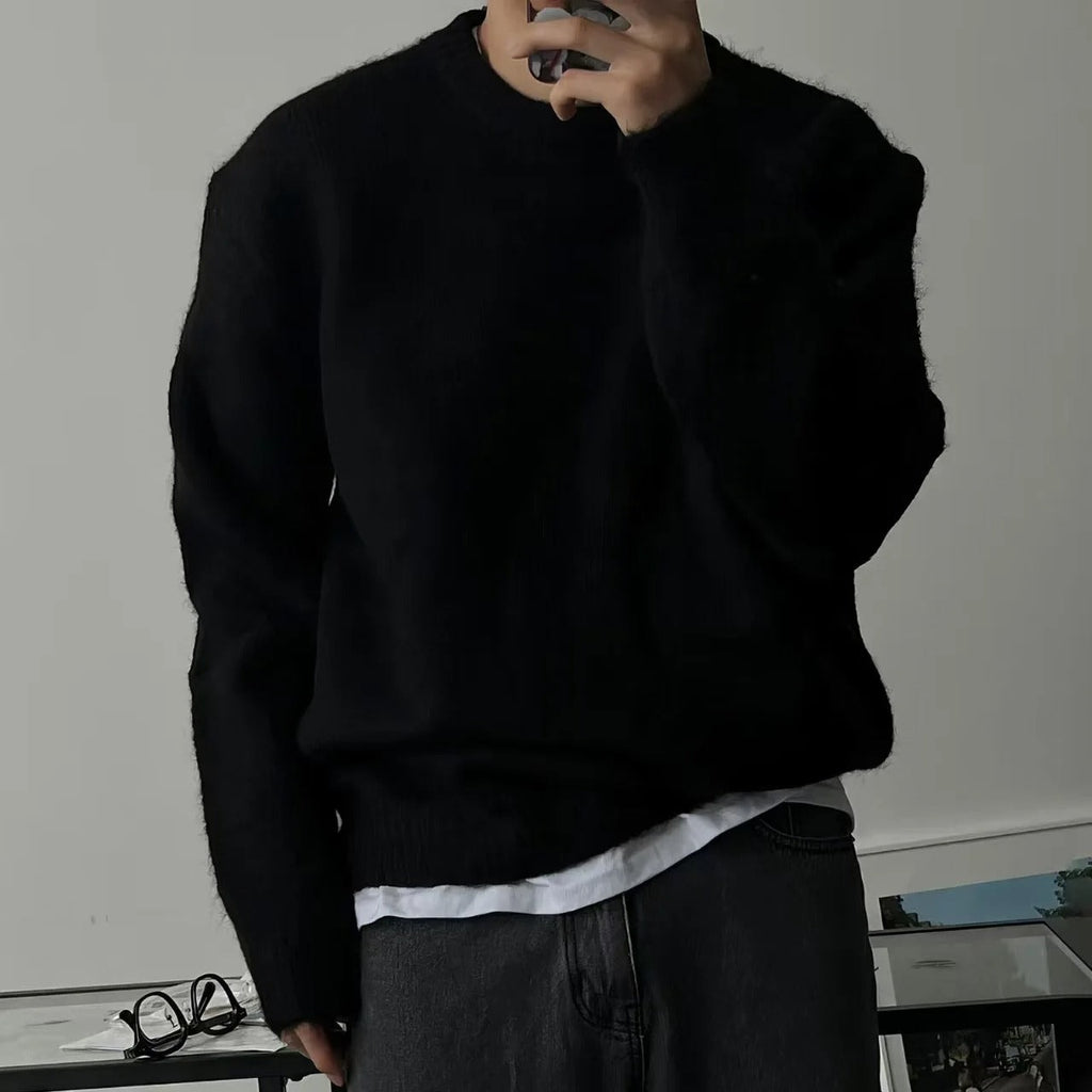 Mens Soft Knit Crew Neck Sweater with Relaxed Fit for Everyday Wear