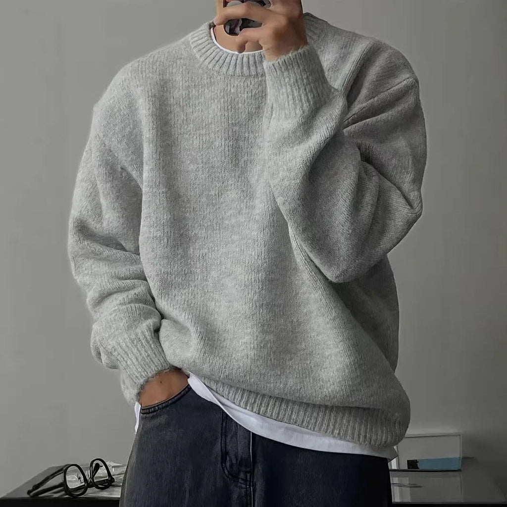 Mens Soft Knit Crew Neck Sweater with Relaxed Fit for Everyday Wear